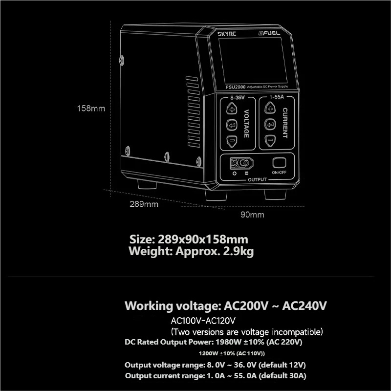 SKYRC PSU2000 1980W Catu Daya  - Drone Rc Drone ulasan dan harga